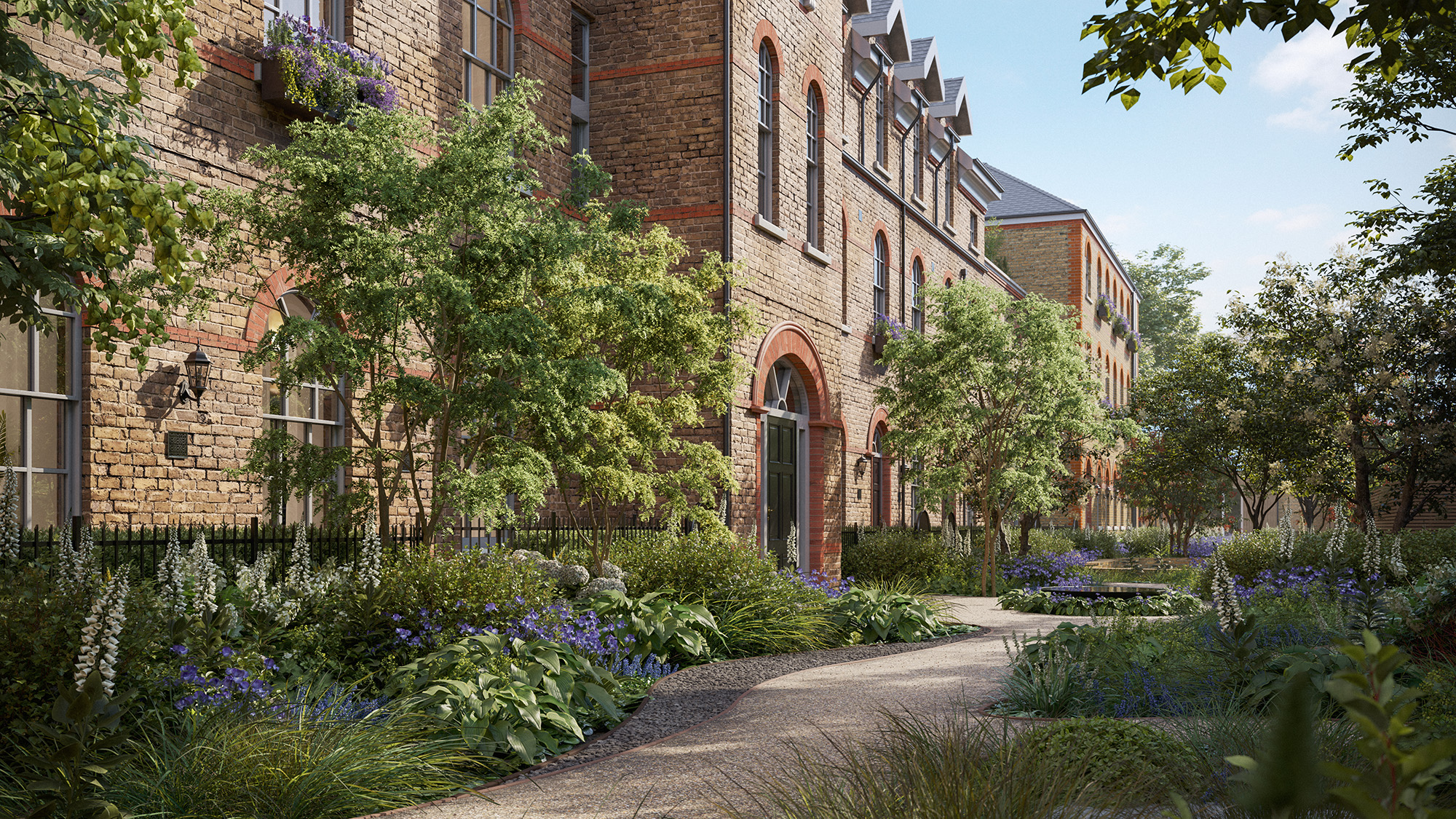 Fifty Brook Green landscaped garden amenity — private residents' courtyard