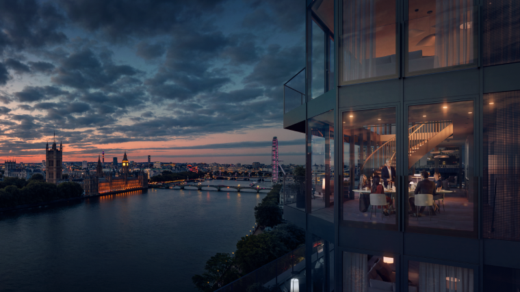 The River Thames and the Palace of Westminster, London.